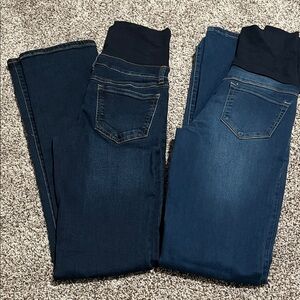 Maternity Skinny Jeans with Stretch Waistband - Dark and Medium Indigo